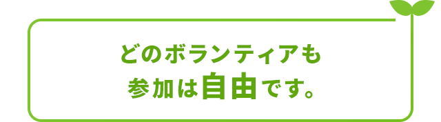 どのボランティアも参加は自由です。